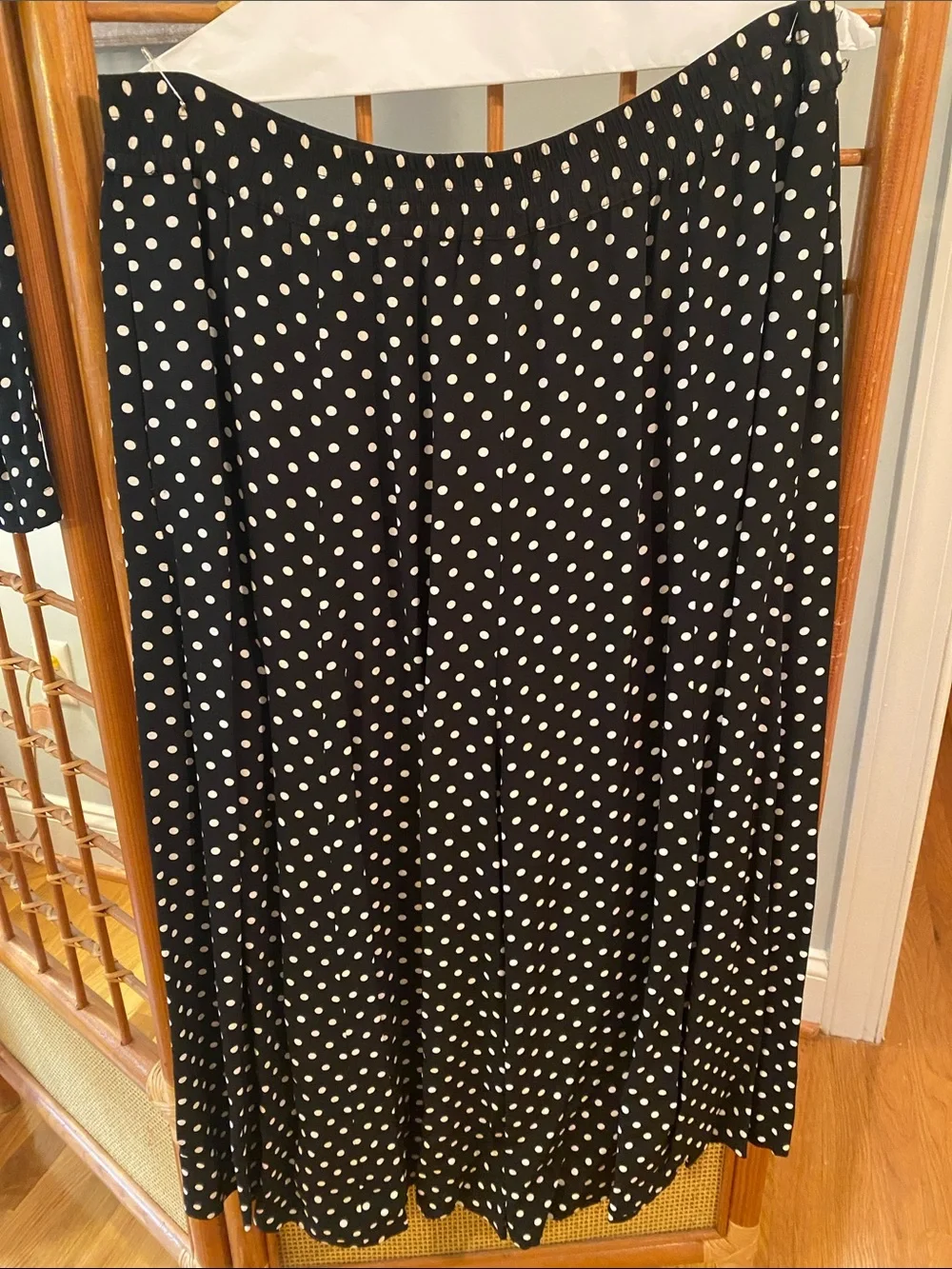 Liz Claiborne Black Maxi Skirt with White Polka Dot Print